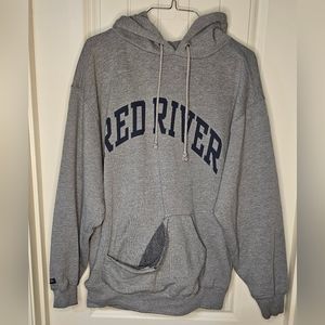 [JANSPORT] Gray Red River Hoodie Navy Blue Font《M》Vintage 2003